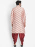 Vastramay Men's Pink Cotton Satin Blend Sherwani Set