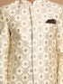Vastramay Men's Beige Color Silk Blend Sherwani Top