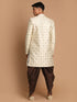 Vastramay Men's Beige And Coffee Silk Blend Royal Looking Sherwani Set