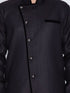 Vastramay Vastramay Men's Black Cotton Blend Sherwani Set