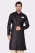 Vastramay Men's Black Cotton Blend Sherwani Only Top