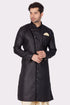 Vastramay Men's Black Cotton Blend Sherwani Only Top
