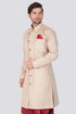 Vastramay Men's Beige Cotton Blend Sherwani Only Top