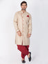 Vastramay Men's Beige Cotton Blend Sherwani Only Top