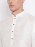 Vastramay Men's Cream Silk Blend Curved Kurta Dhoti Set