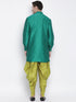 Vastramay Vastramay Men's Green Silk Blend Curved Kurta Dhoti Set