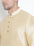 Vastramay Vastramay Men's Gold Silk Blend Curved Kurta Dhoti Set