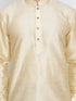 Vastramay Vastramay Men's Gold Silk Blend Curved Kurta Dhoti Set