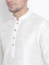 Vastramay Vastramay Men's White Silk Blend Curved Kurta Dhoti Set