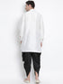 Vastramay Vastramay Men's White Silk Blend Curved Kurta Dhoti Set