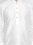 Vastramay Men's White Silk Blend Curved Kurta Dhoti Set