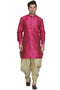 Vastramay Men's Pink color Cotton Silk Blend Kurta and Dhoti Pant Set