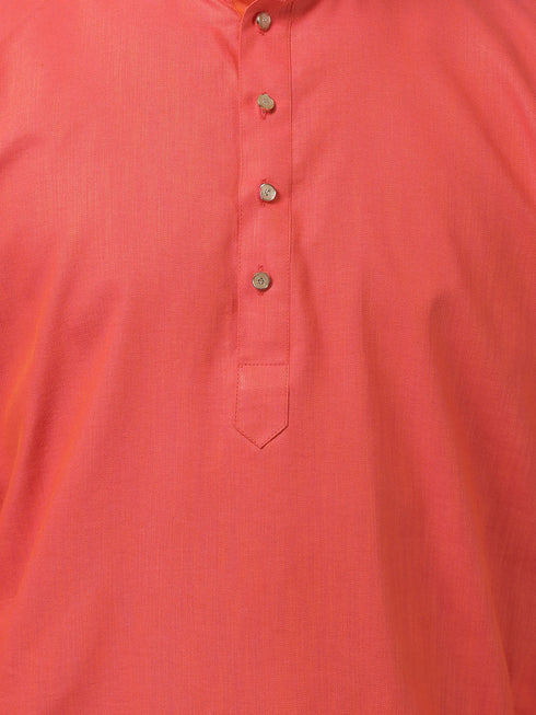 Vastramay Men's Orange Cotton Blend Kurta