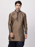 Vastramay Vastramay Men's Bronze And Navy Blue Silk Blend Kurta