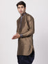 Vastramay Vastramay Men's Bronze And Navy Blue Silk Blend Kurta