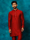 Vastramay Men's Maroon Cotton Blend Curved Kurta