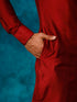 Vastramay Men's Maroon Cotton Blend Curved Kurta