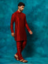 Vastramay Men's Maroon Viscose Kurta Pyjama Set