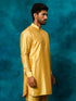 Vastramay Men's Mustard Viscose Curved Kurta