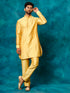 Vastramay Men's Mustard Viscose Curved Kurta