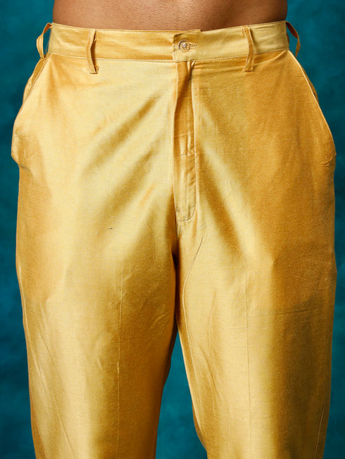 Vastramay Men's Mustard Viscose Kurta Pyjama Set