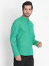 Vastramay Men's Green Pure Cotton Short Kurta