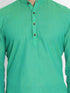 Vastramay Men's Green Pure Cotton Short Kurta