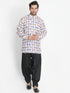 Vastramay Men's White Cotton Blend Kurta and Patiala Set