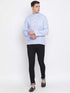 Vastramay Men's Blue Cotton Blend Short Kurta