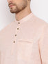 Vastramay Men's Peach Cotton Blend Short Kurta