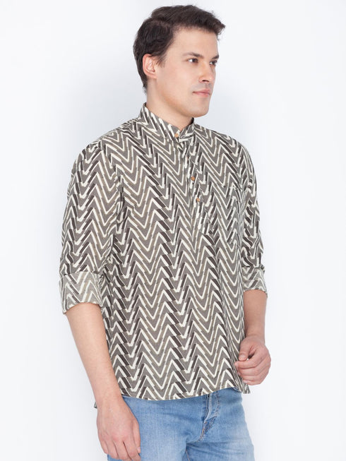 VASTRAMAY Men's Brown Color Cotton Short Kurta