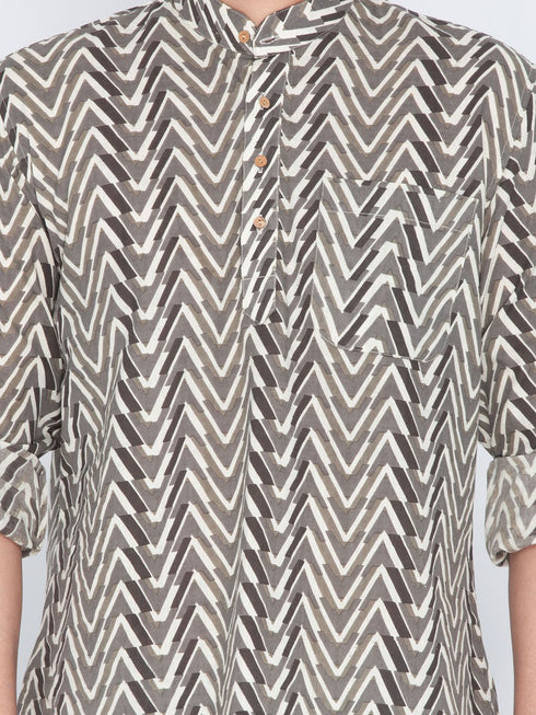 VASTRAMAY Men's Brown Color Cotton Short Kurta