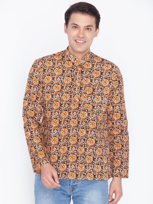VASTRAMAY Men's Brown color Cotton Short Kurta