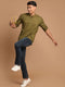 Vastramay Men's Olive Green Short Cotton Kurta