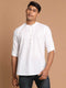 Vastramay Men's White Short Cotton Kurta