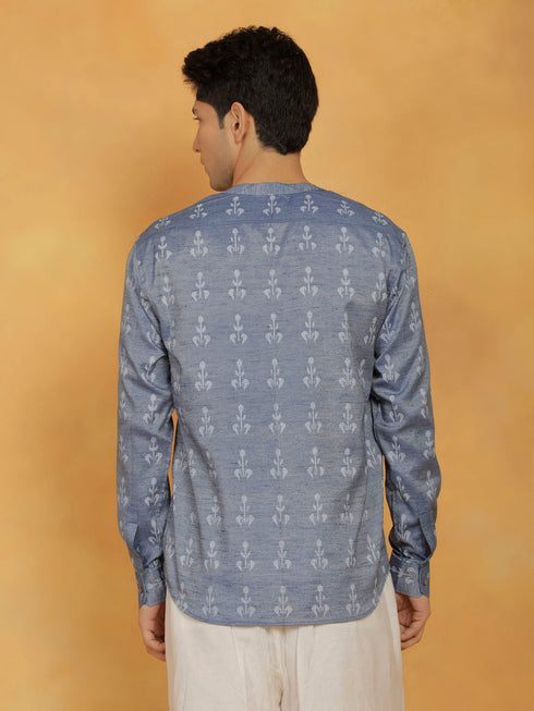 Vastramay Men's Blue Cotton Short Kurta