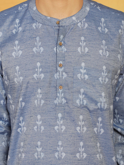Vastramay Men's Blue Cotton Short Kurta