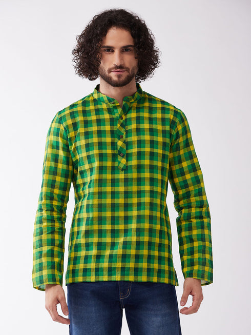 Vastramay Men's Green Pure Cotton Kurta