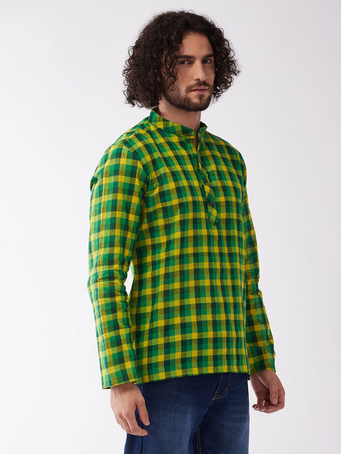 Vastramay Men's Green Pure Cotton Kurta