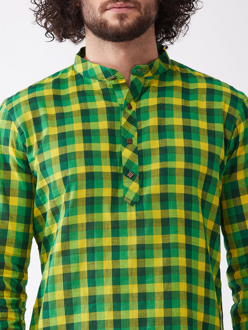 Vastramay Men's Green Pure Cotton Kurta
