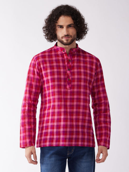 Vastramay Men's Purple Pure Cotton Kurta