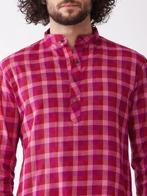Vastramay Men's Purple Pure Cotton Kurta