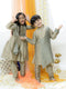 Vastramay Brown Silk Blend Ethnic Print Kurta Pyjama Sibling Set