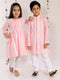 Vastramay Pink Pure Cotton Chikankari Siblings Set