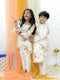 Vastramay Cream Cotton Blend Floral Print Kurta Pyjama Sibling Set