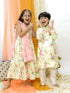 Vastramay Yellow Cotton Blend Floral Print Sibling Set
