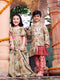 Vastramay Light Green Hand Print Silk Blend Sibling Set