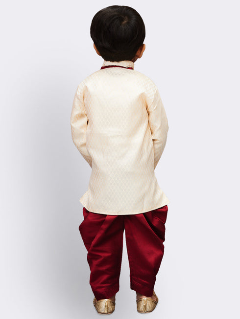 JBN CREATION Boys' Gold Cotton Silk Kurta and Dhoti Pant Set