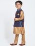 Vastramay Banarasi Blue And Rose Gold Woven Siblings Set