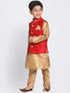 Vastramay Maroon and Rose Gold Silk Blend Baap Beta Jacket Kurta Pyjama set
